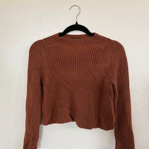 American Apparel Cropped Brown Knit Sweater